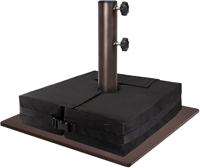 EliteShade USA Up to 160 lbs Square Umbrella Base Steel Plate Stand Market Patio Outdoor Heavy Duty Umbrella Holder, Bonus 18.5" Square Weight Sand Bag, Sand is not Included, Reddish-Brown