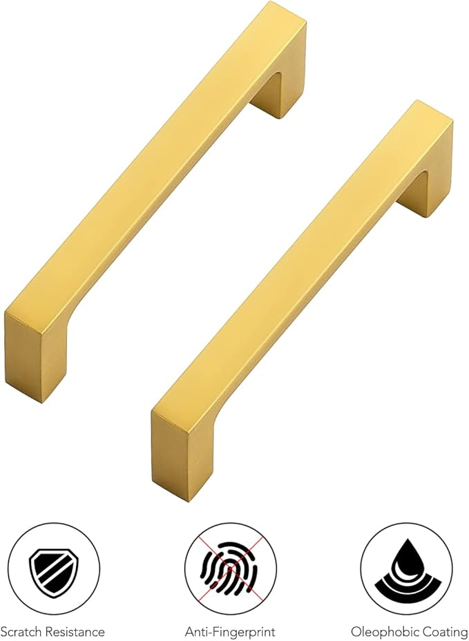 Ravinte 15 Pack Solid 3-1/2 Inch Square Cabinet Handles - Brushed Brass Drawer Pulls - Kitchen Hardware and Handles