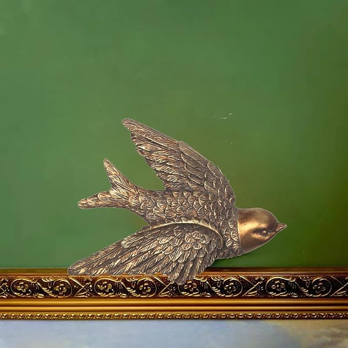 S-MANTIS Vintage Wall Sculpture, Antique Pediment Hallway Wall Art, Hand Painted Bird With Exquisite Wing And Feather Details, Aesthetic Room Decor Unique Gift (Antique Bird)