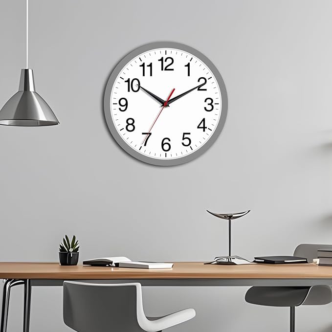 Wall Clock Modern 8 Inch Battery Operated Silent Non Ticking Small Analog Clock Decorative for Bedroom Kitchen Bathroom Office Home (Gray)