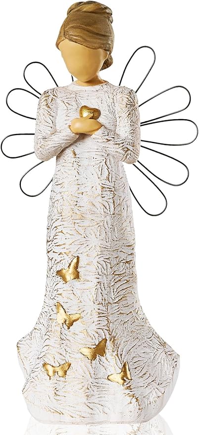Sympathy Angel Figurines for Loss of Loved Ones Angel Statues Home Decor Serenity Prayer Gifts for Women Resin Sculpted Hand-Painted Figure Bereavement Gift Praying Hands Statue