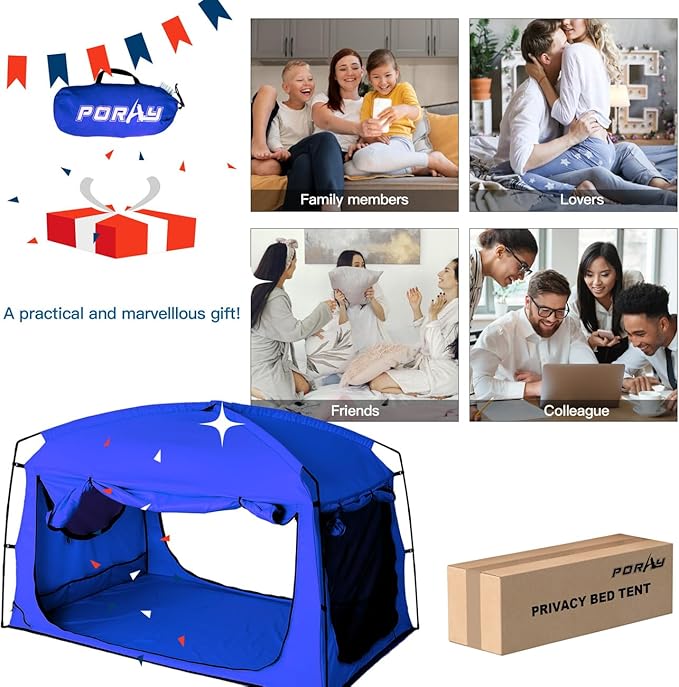 Bed Tent,Portable Privacy Sleeping Bed Canopy,Blackout 90% Drapes for Kids and Adult,Indoor Space Tent with Breathable Large Mesh Windows