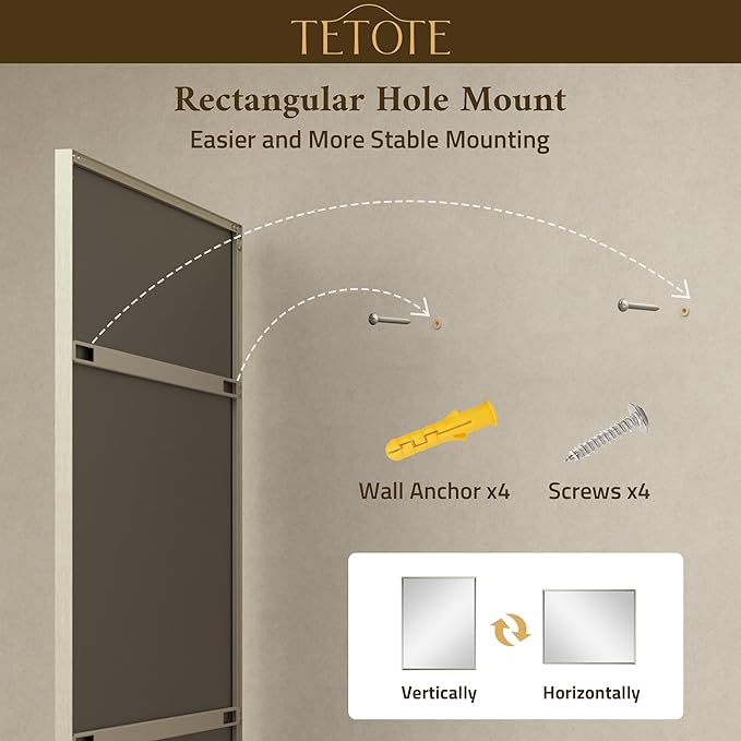 TETOTE Brushed Nickel Bathroom Mirror for Over Sink 40" x 30" Brushed Nickel Beveled Framed Rectangle Vanity Mirror for Bathroom, Bedroom, Entryway, Living Room, Tempered Glass, Stronger Frame