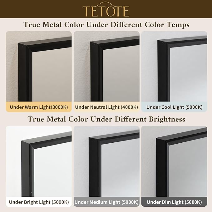TETOTE Matte Black Beveled Framed Bathroom Mirror 72" x 36" Large Black Rectangle Metal Vanity Wall Mirror for Bathroom Sink, Modern Farmhouse, Tempered Glass, Shatterproof, Stronger Frame
