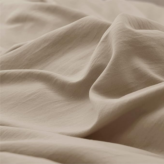 Bedsure Deep Beige Duvet Cover King Size - 3 Pieces Prewashed Cotton-Like Extra Soft Bedding Set, Includes 1 Duvet Cover 104x90 Inches with Zipper Closure & 2 Pillow Shams, Comforter Not Included