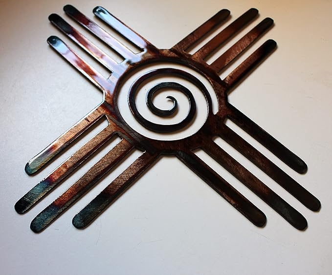 HGartworks Southwestern Zia with Spiral Swirl Center Metal Wall Art Décor 14" 18", 20", 24" 30" or 44" (20")