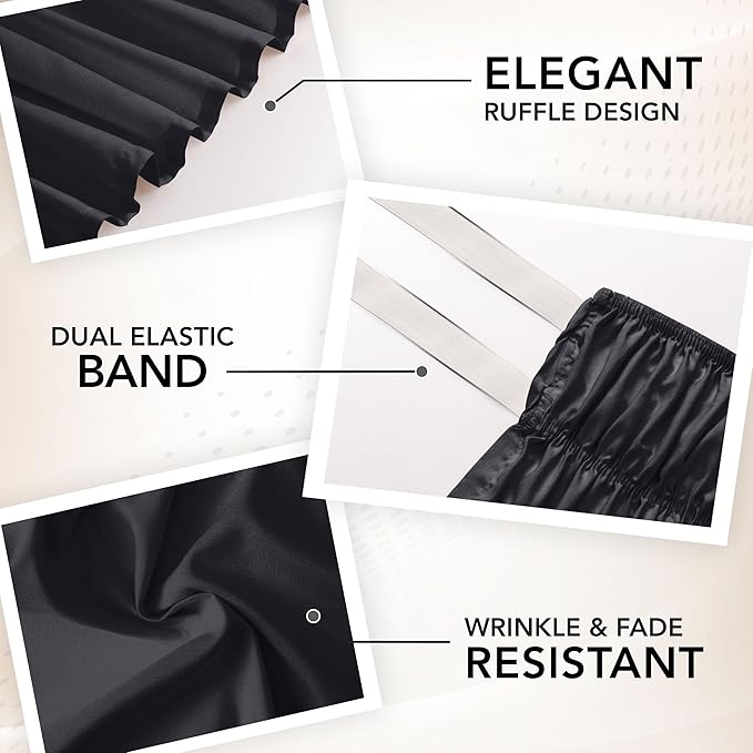 Utopia Bedding King Elastic Bed Ruffle - Easy Wrap Around Ruffle - Microfiber Bed Skirt with Adjustable Elastic Belt 16 Inch Tailored Drop - Hotel Quality Bedskirt, Fade Resistant (King, Black)