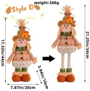 Extension-Type Scarecrow Doll for Fall Decor, Fall Gnomes,Thanksgiving Harvest Decorations, Expandable Garden Gnomes, Indoor Outdoor (Style D(Girl))