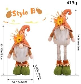 Extension-Type Scarecrow Doll for Fall Decor, Fall Gnomes,Thanksgiving Harvest Decorations, Expandable Garden Gnomes, Indoor Outdoor (Style D(Girl))