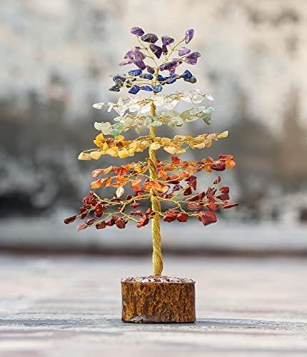 7 Chakra Tree of Life - Crystal Tree of Life, Gemstone Tree for Positive Energy, Feng Shui Tree Decor, Seven Chakra Tree, Money Tree Bonsai, Crystal Healing Stone Tree, Spiritual Gift Home Decor 10"