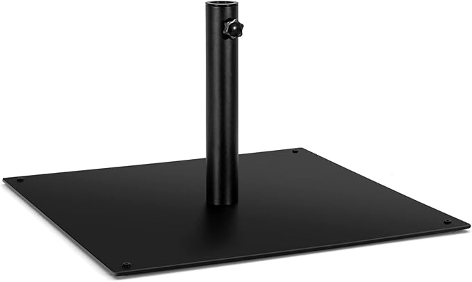 HAPPYGRILL 25" Patio Umbrella Base, 42 LBS Heavy Duty Umbrella Stand, Square Umbrella Base with Non-slip Pads, Tightening Knob & 2 Adapters