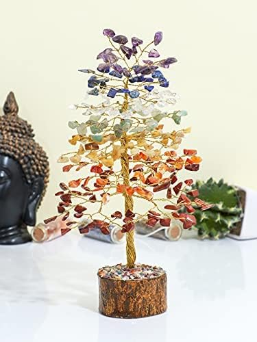 7 Chakra Tree of Life - Crystal Tree of Life, Gemstone Tree for Positive Energy, Feng Shui Tree Decor, Seven Chakra Tree, Money Tree Bonsai, Crystal Healing Stone Tree, Spiritual Gift Home Decor 10"