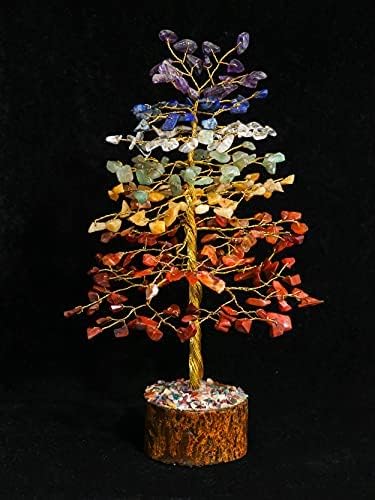 7 Chakra Tree of Life - Crystal Tree of Life, Gemstone Tree for Positive Energy, Feng Shui Tree Decor, Seven Chakra Tree, Money Tree Bonsai, Crystal Healing Stone Tree, Spiritual Gift Home Decor 10"