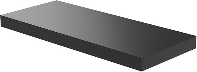 Floating Shelf, Set of 1 Wall Shelf, 24 in W x 12.75 in D x 2 in H Wooden Floating Wall Shelf with Invisible Brackets for Living Room/Bedroom/Bathroom/Kitchen Storage and Decor, Black