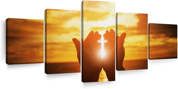 Elephant Stock Religion Wall Art Multi Piece Canvas - 5 Panel Christian Pictures Decor - Digital Design Canvas Print - Christian Wall Decor - 80" X 36"