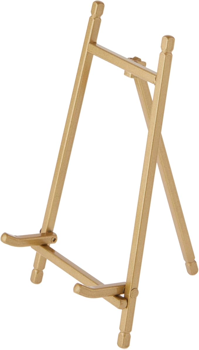 Bard's Satin Gold-toned Metal Easel, 7" H x 4.25" W x 4.5" D, Pack of 2