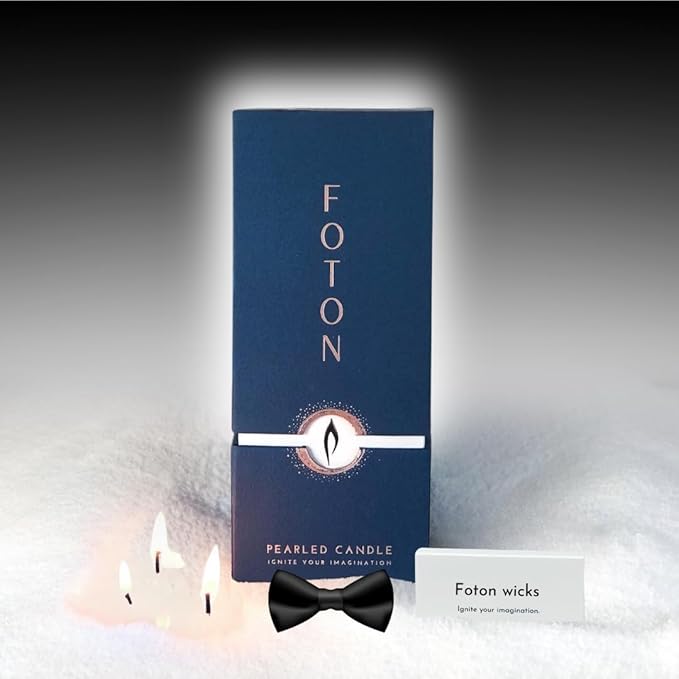 Foton Pearled Candle 18 Oz - Tailored Tux Masculine Men's Perfume Scented Non Toxic Luxury Long Lasting Powder Wax Sand Candles up to 120 Hours - Refillable Pearl Candle Sand with 30 Wicks