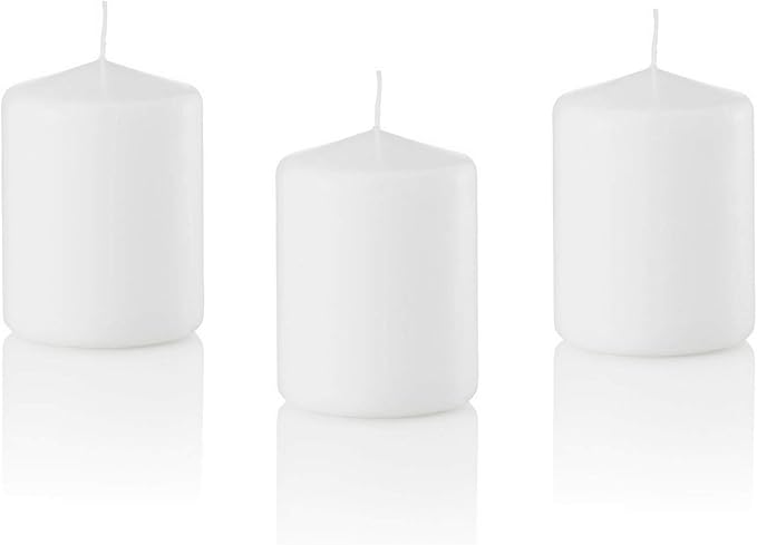 3 X 4 Inch Pillar Candles Set of 12 Bulk Event Pack Round Unscented Premium Wax White Pillar Candles for Wedding, Spa, Party, Birthday, Holiday, Bath, Home Decor (3X4 White)