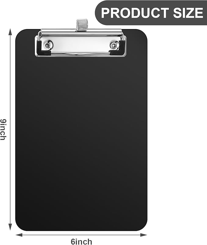 Sabary 48 Pack Bulk Mini Clipboards with Pen Holder Clip Black A5 Memo Clipboard 6x9 Plastic Check Presenters for Restaurants School Office Hotel Shopping List (Pen Not Included)