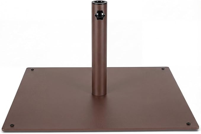 Tangkula 42 LBS Patio Umbrella Base, 25 Inches Heavy Duty Square Market Umbrella Base Stand W/4 Non-Slip Pads, 1.6”/1.9” Adapters, Tightening Knob, Outdoor Umbrella Stand for Patio, Poolside