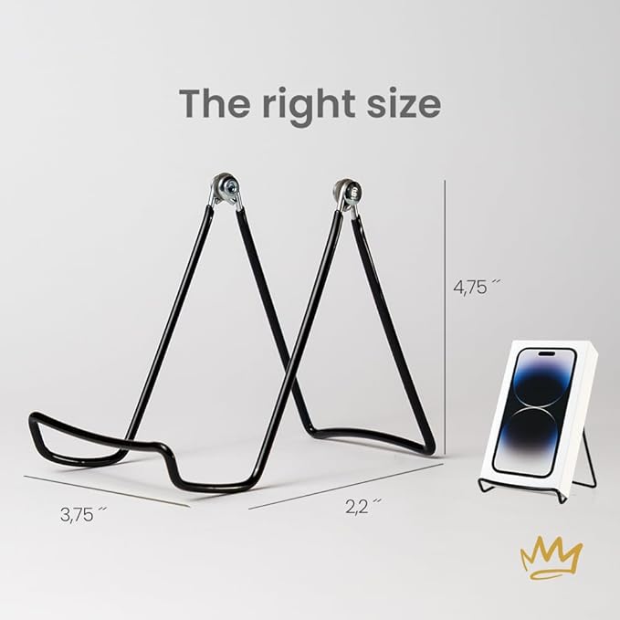 KINGDOM SOLUTIONS MADE IN USA 48-Pack Adjustable Black Metal Easels - Book Stand - Sturdy Plate Stand for Art, Pictures, Books, Frames - Unique on the Market