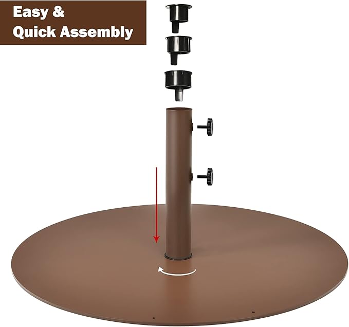 Giantex Patio Umbrella Base, 59 LBS Heavy-Duty Round Umbrella Stand, 29.5 Inch Outdoor Steel Umbrella Holder for Poolside, Backyard, Lawn, Brown