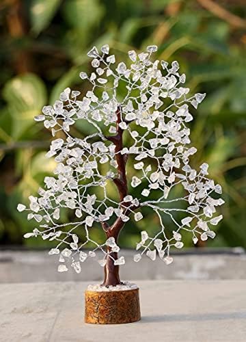 Clear Quartz Gemstone Tree of Life - Handmade Crystal for Positive Energy, Chakra Money Tree Bonsai - Feng Shui Decor, Healing Crystals - Attract Good Luck, Meditation Accessories, Spiritual Gift