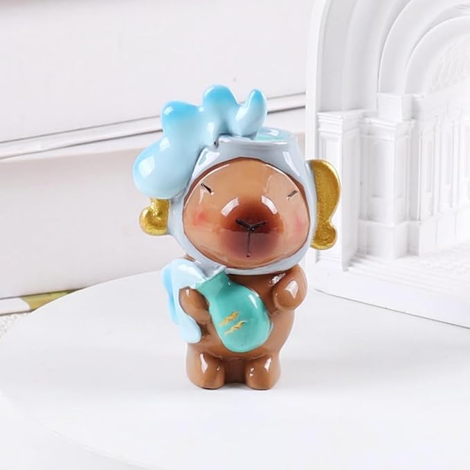 Capybara Zodiac Figurine, Aquarius Animal Theme Desk Decor, Resin Collectible (Aquarius)