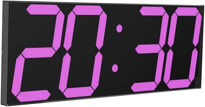LED Large Digital Wall Clock, Oversize Wall Clock with 6” Numbers, Remote Control Count up/Countdown Timer Clock, Auto Dimmer, Big Calendar and Thermometer(Purple)