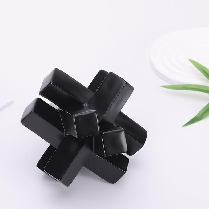 Black Knot Decor Knick Knacks for Shelves, Black Geometric Sculpture Statue Modern Decorative Objects Shelf, Black Home Décor Accents, Minimalist Bookcase Tv Stand Coffee Table Entrance Decor Objects