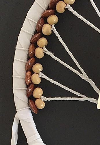 OMA Dream Catcher, Tree of Life Design with Feathers and Beads, White Suede Authentic Traditional Dream Catcher Boho Home Decor Bedroom Decoration Gift - Large Size - 36" Long x 11" Diameter (Brown)