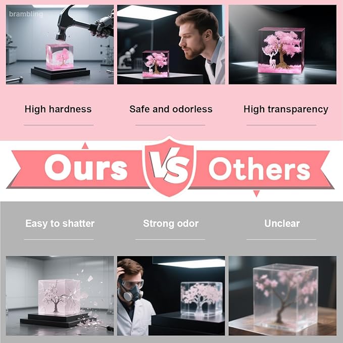 brambing Sakura Elk Resin Ambient Light Bubble free, Non stringy, Odorless, Durable Premium Home Decor Piece, Perfect Craft For Collection Ideal Gift Choice. (Sakura - deep pink, Small - 5CM)