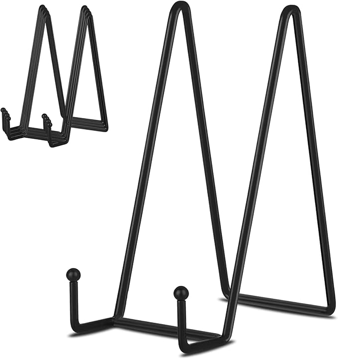 IBosins 5 Pack 8 Inch Plate Holder Display Stands, Large Metal Black Frame Stand for Picture, Book, Photo Easel, Creation, Collectibles