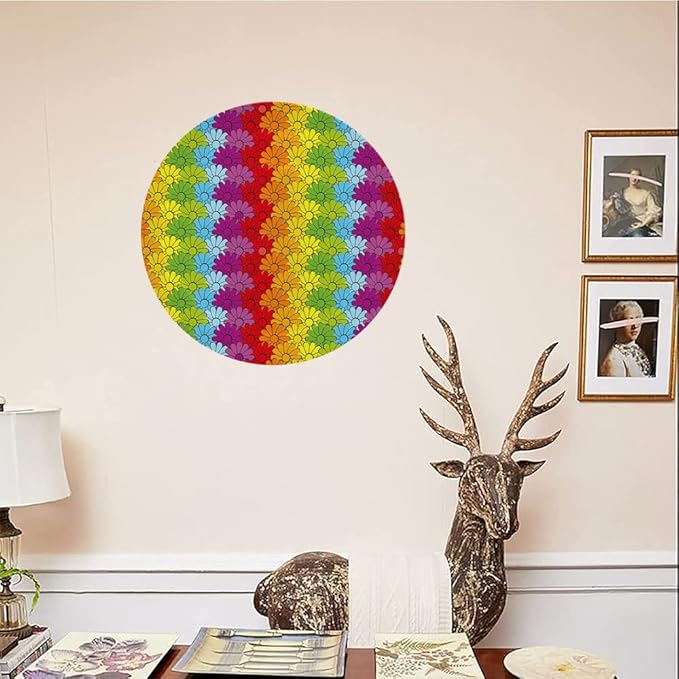 Ceramic Plates, Floral Decorative Ceramic Plates, Vibrant Flowers in Rainbow Colors Striped Repeating, 6 Inch, Household Plates Decorative, Multicolor