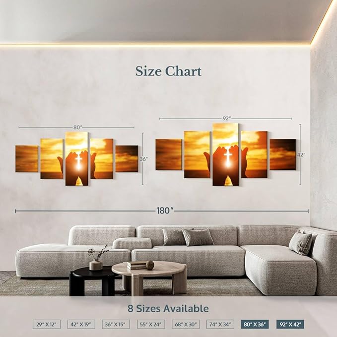 Elephant Stock Religion Wall Art Multi Piece Canvas - 5 Panel Christian Pictures Decor - Digital Design Canvas Print - Christian Wall Decor - 80" X 36"