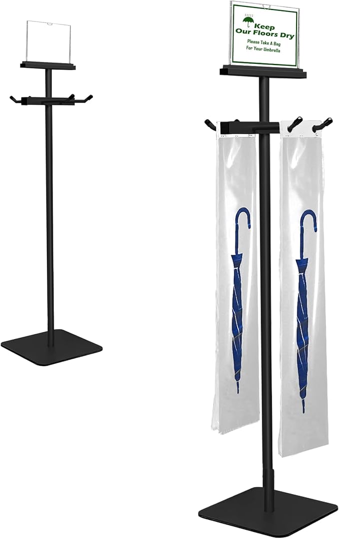 Umbrella Bag Stand, Umbrella Holder Stand with Free 200 Disposable Large Plastic Umbrella Bags, Wet Umbrella Bags Stand
