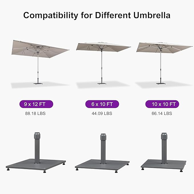 PURPLE LEAF Patio Umbrella Base Stand AT4020 Market Table Weighted Base Outdoor Heavy Duty Square Steel Plate Stand 44 LBS Black