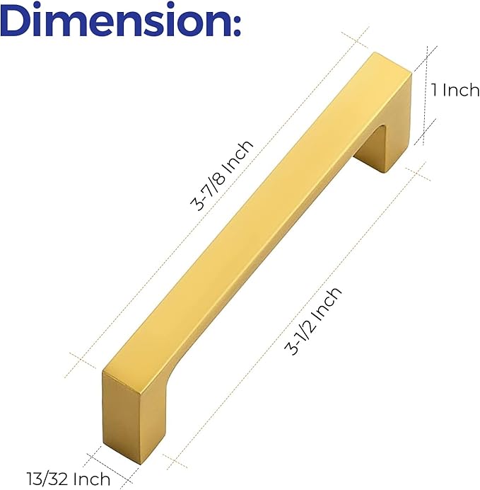 Ravinte 15 Pack Solid 3-1/2 Inch Square Cabinet Handles - Brushed Brass Drawer Pulls - Kitchen Hardware and Handles