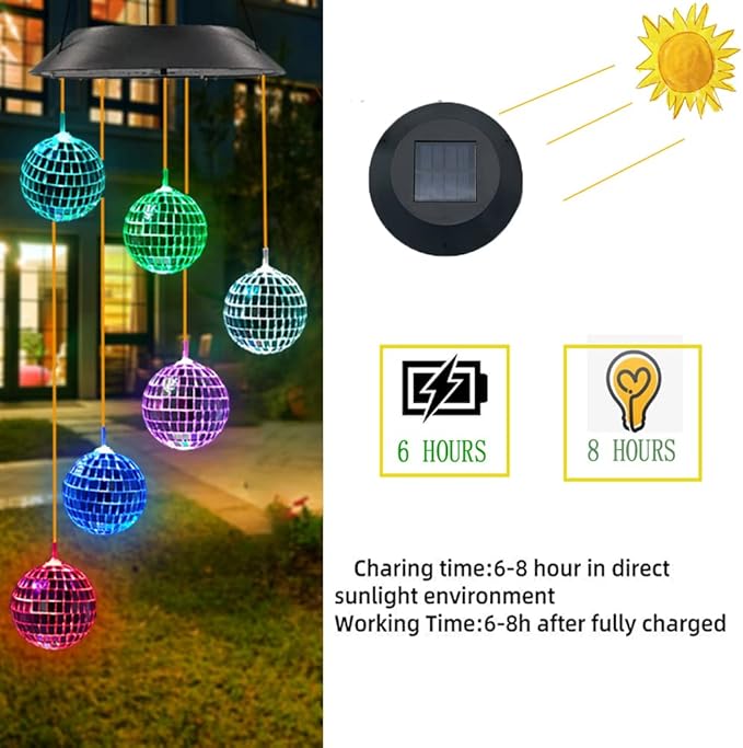 Solar Wind Chime for Porch Decor, Solar Lights Outdoor Decorative for Garden and Patio, Birthday Gifts for Women Mom Grandma
