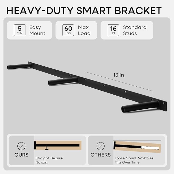 Homeforia 60 inch Golden Oak Floating Shelf, High End Solid Real Wood 60inch Small Floating Shelves for Wall Mounted, Oak Wooden 60in Floating Shelves, Heavy Duty Bracket, 60 X 6.5 X 1.75 in, Set of 2
