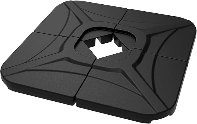 wikiwiki 230 Lbs Cantilever Offset Patio Umbrella Base, 4 PCS Weighted Umbrella Base for Outdoor Patio with Fill Spouts for Water or Sand, Square Compact Stand Plate Set, Black