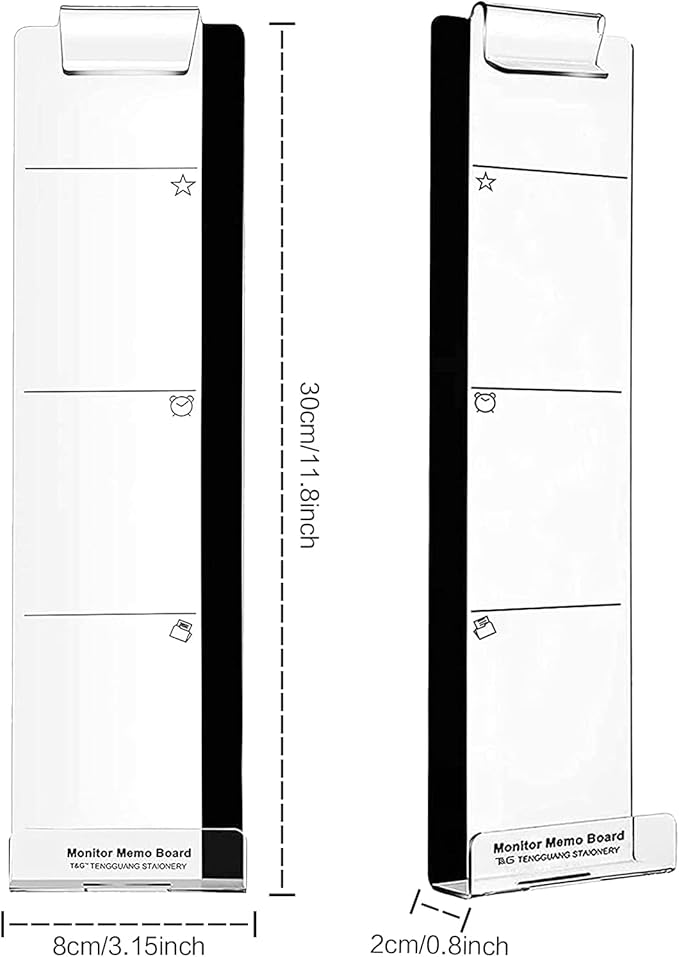 Office Desk Accessories 2pcs Multifunction Computer Monitor Memo Board - Transparent Computer Side Panel Memo Creative Monitor Side Panel with Phone Holder Suitable for Office Home Desktop