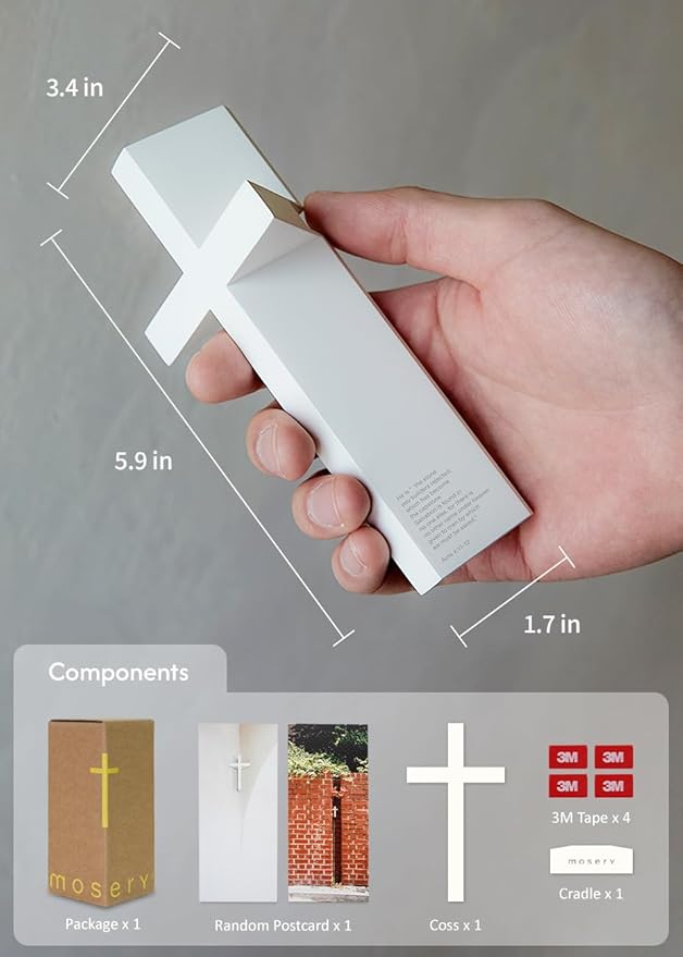 mosery Wall Cross a corner-attached cross white 5.9 inches high 4ea 1pack a daily reminder of Jesus magnetically attached without nails the most beautiful gift cross a holy object for home
