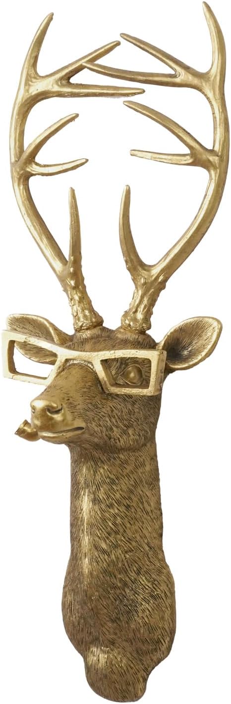 Animal Heads Wall Decor, Faux Deer Head Mount, Animal Sculptures Wall Decor, Resin Animal Head Wall Hanging Decoration for Living Room Bedroom Kitchen Gift,Deer