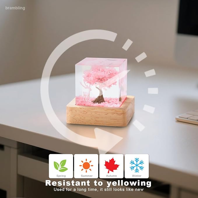 brambling brambing Sakura Elk Resin Ambient Light Bubble Free, Non Stringy, Odorless, Durable Premium Home Decor Piece, Perfect Craft for Collection Ideal Gift Choice. (Sakura - White, Small - 5CM)