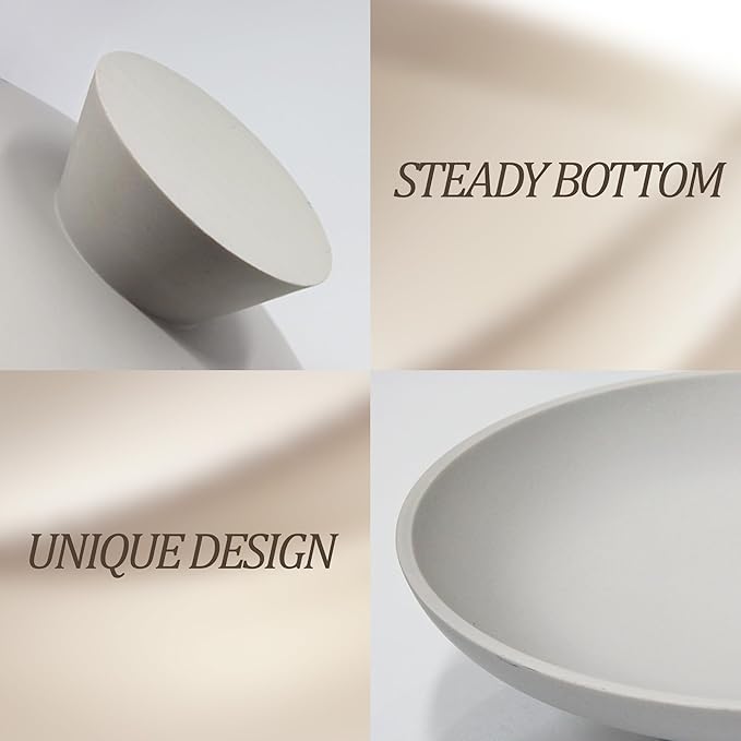 Modern Resin Pedestal Decorative Bowl, Large Fruit Bowl for Kitchen Counter, Stylish Key Bowl for Entryway Table, Grey