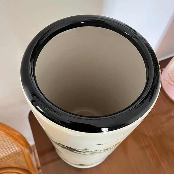 Ceramic Umbrella Stand Umbrella Holder for Entryway Hand-Made Umbrella Stand Barrels Umbrella Holder Cane Floor Standing Vase Ceramic Storage Bucket for Home Office Entrance Indoor.(Red 201)