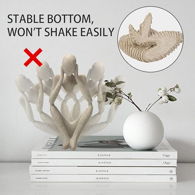 Sandstone Resin Thinker Style Abstract Sculpture Statue Collectible Figurines Home Office Bookshelf Desktop Decor(Sandstone - think Deeply)