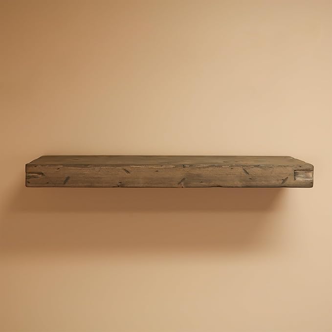 Urbandi Rustic Distressed Floating Shelves, Set of 2, Handmade Out of Pine Wood, 3 Inch Thick, Made in USA (Aged Barrel, 24Lx3Hx8D)