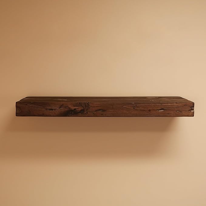 Urbandi Rustic Distressed Floating Shelves, Set of 2, Handmade Out of Pine Wood, 3 Inch Thick, Made in USA (Provincial, 48Lx3Hx6D)